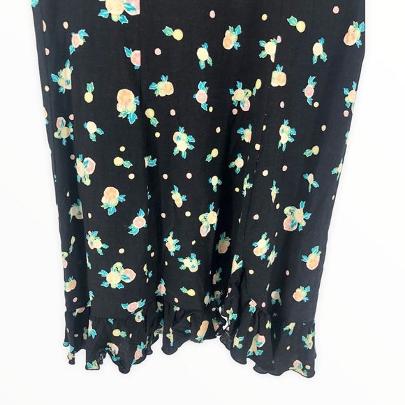 Free People Like A Lady Black Floral Printed Mini Dress Tie Back Short sz Small - Picture 10 of 15